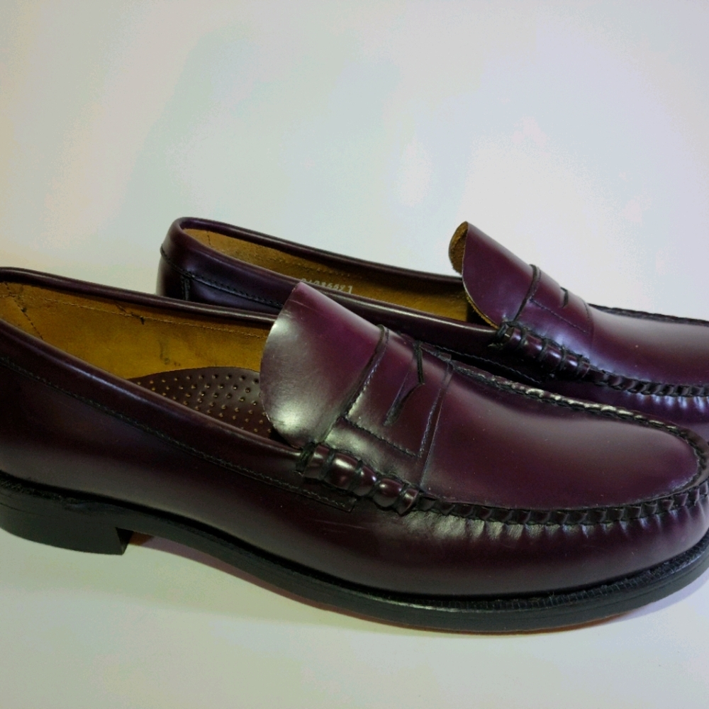 Sebago Leather Burgundy Brown Penny Loafers
